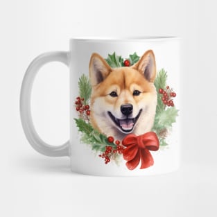 Christmas Shiba Inu Dog Wreath Mug